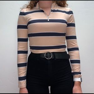 PacSun long sleeve pink, white and navy blue shirt